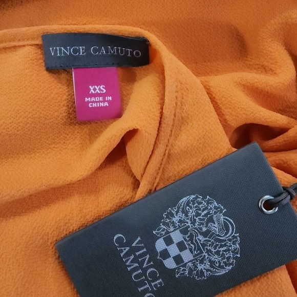 VINCE Camuto orange button detail lantern sleeve blouse‎ size XXS NEW!!! - Picture 6 of 8